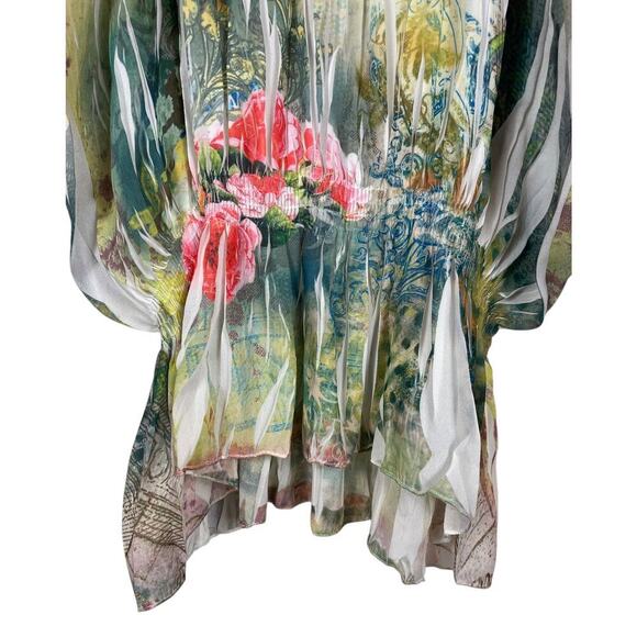 Lane Bryant Floral Off Shoulder Blouse Size 18 / 20 W Sheer Botanical Whimsical - Picture 6 of 13
